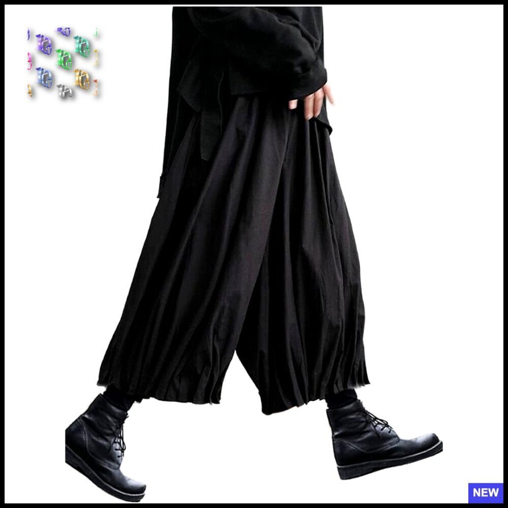 Men's Casual Harem Pants Loose Wide Leg Drop Crotch Japanese Style Trousers